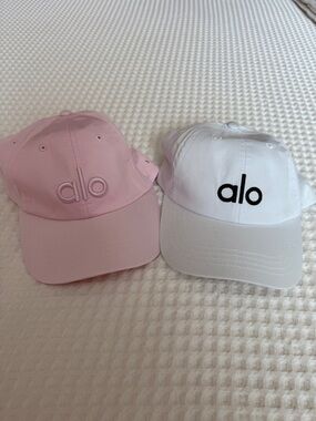 ALO Yoga Pink & White Logo Baseball Caps